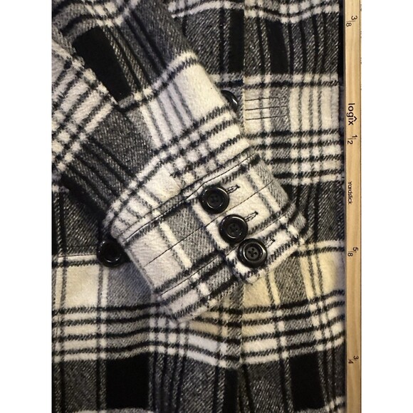 George Womens Pea Coat 2X 18-20 Black White Plaid Double Breasted Single Vent - Picture 8 of 8
